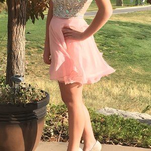 Light pink jeweled short formal dress Size 4 $100
